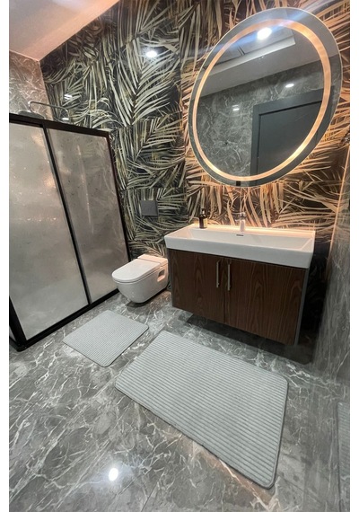 2'li Soft Touch Gri Banyo Paspası Yumuşacık gri