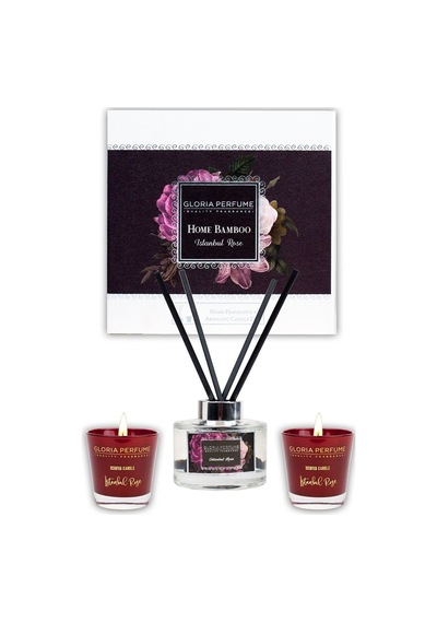 Gloria Perfume İstanbul Rose Home Fragrance & Aromatic Candle Duo Bordo