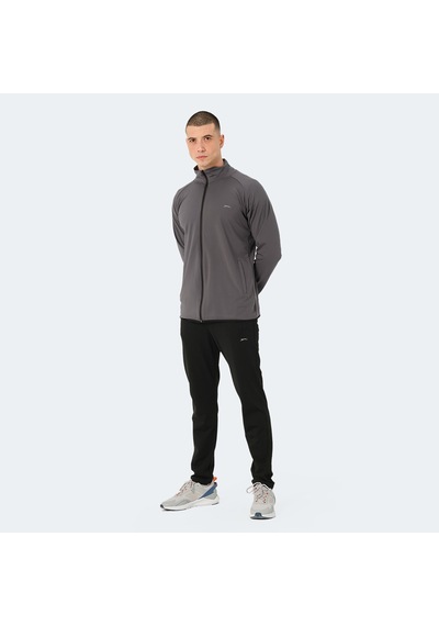 Slazenger ORRA IN Erkek Fermuarlı Dik Yaka Cepli Koyu Gri Eşofman Takımı