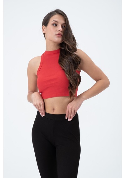 Quhox Kadın Kaşkorse Crop Atlet Kırmızı