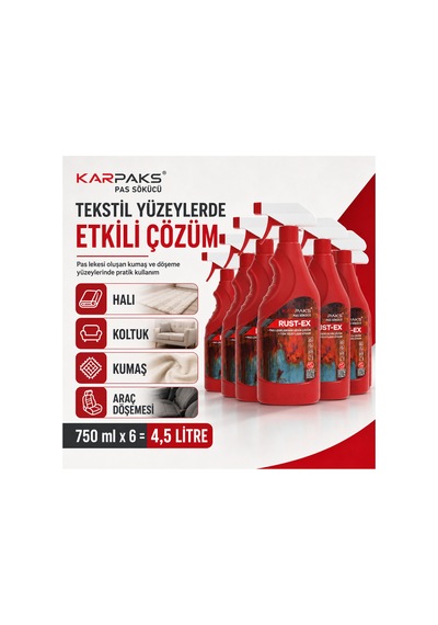 Karpaks Rust-ex Pas Lekesi Çıkarıcı Sprey 750 Ml X 6 Ekonomik Stok Paketi