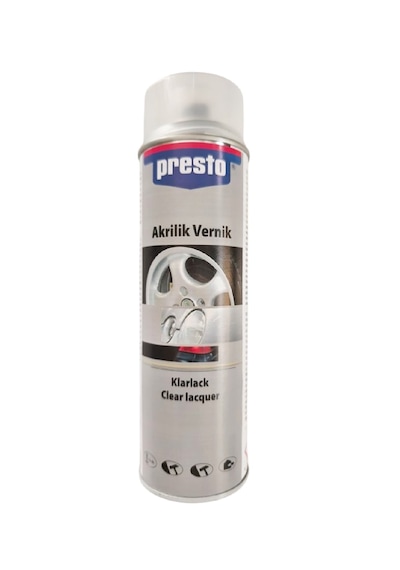 Presto Parlak Beyaz Sprey Jant Boyama Seti+vernik+astar 500 Ml.