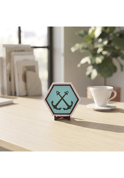 Çapraz Çapa Figürü İle Zenginleştirilmiş Masaüstü Objesi Çalışma Alanınıza Huzur Katan Modern Ve Şık Tasarım 10x10 Cm, Turkuaz
