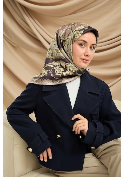 Silk Home Twill İpek Eşarp 11482-25 Koyu Mor, Pudra, Soluk Mor, Yeşil, Krem