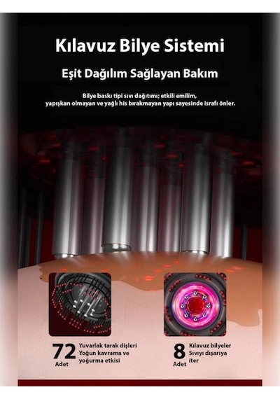 Şarjlı Ve Titreşimli Saç Masaj Tarağı Bakım Yağı Hazneli Fırça