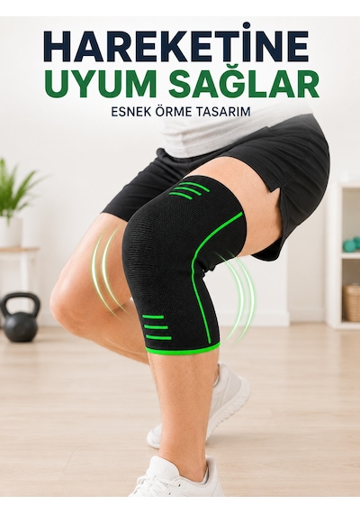 Nefes Alabilen Örme Dizlik Esnek Yapılı Spor Ve Egzersiz Dizliği - Lisinya Siyah