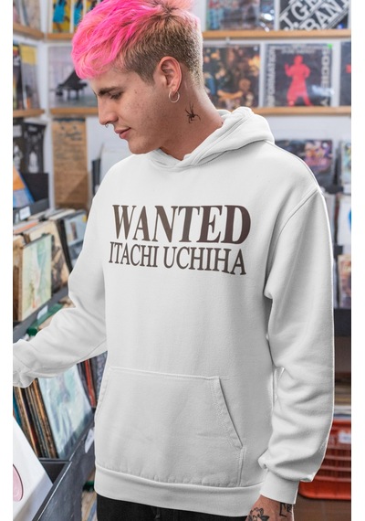 Sevbano Wanted Itachi Uchiha One Piece Anime Sırt Baskılı Unisex Oversize beyaz
