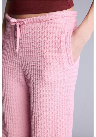 Defacto Wıde Leg Cepli Normal Bel Standart Boy Kırışık Dokulu Pantolon F7659ax26smpn171 Pembe-pn171