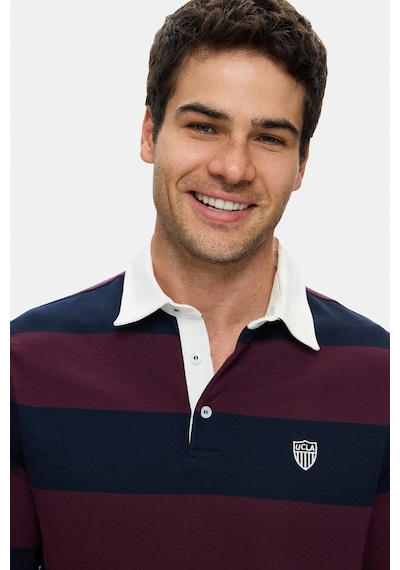 UCLA Rugby Bordo Nakışlı %100 Pamuk Polo Yaka Standard Fit Erkek Sweatshirt