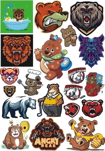 Ayı Sticker Set 7 20 Parça Telefon, Tablet, Defter, Laptop Sticker