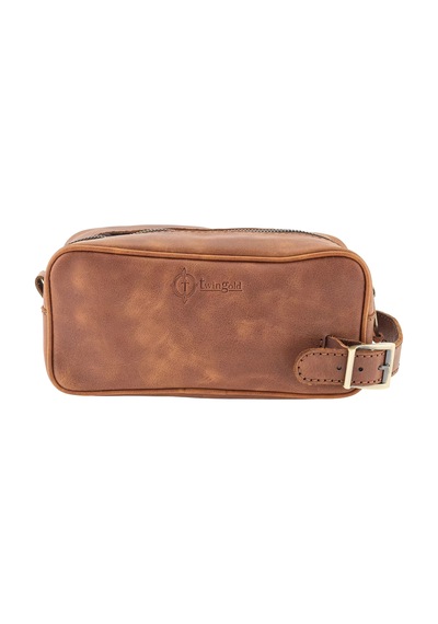 Twingold İsme Özel Dopp Kit Kişisel Bakım Ve Seyahat Çantası - %100 Rainbow Deri - Ac14004 - Kahverengi Kahverengi