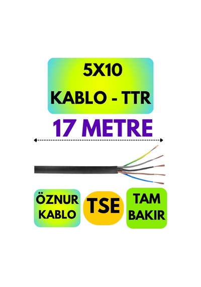 Öznur 5x10 Ttr Kablo Siyah Metre Seçenekli - 17 Metre