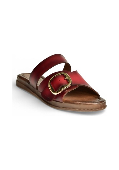 Fox Shoes Y390350703 Bordo Hakiki Deri Kadın Terlik Bordo