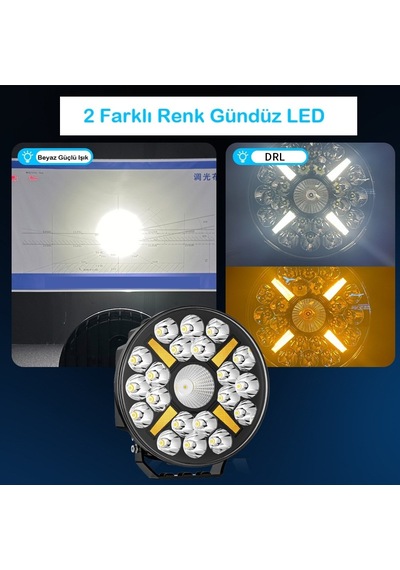 Kamyon Tır 9 İnç Sis Farı Tepe Ve Tampon Lambası 100 W Projektör Lamba Gündüz Led Drl Sarı Ve Beyaz