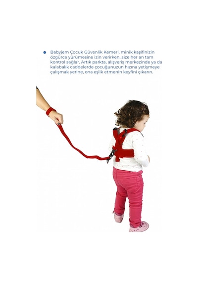 Babyjem Çocuk Yürüme Yardımcısı Güvenlik Kemeri Kırmızı