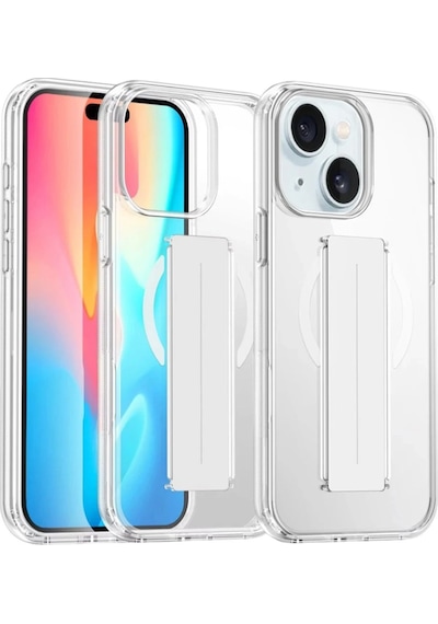 Joko - 712 - Apple iPhone Uyumlu 15 Kılıf Alfa Magsafe Standlı Kapak - Glblseme - - Şeffaf