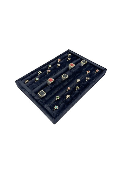 Yüzük Küpe Koldüğmesi Takı Standı Siyah Süet 17 X 24 Cm