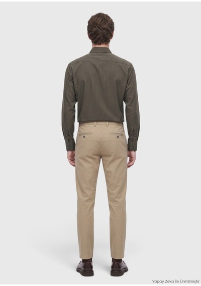 Ramsey Haki Düz Dokuma Regular Fit Casual Yün Karışımlı Pantolon