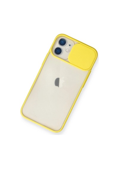 Newface Apple iPhone Uyumlu 11 Kılıf Palm Buzlu Kamera Sürgülü Silikon Semeglbl - 64 - Sarı