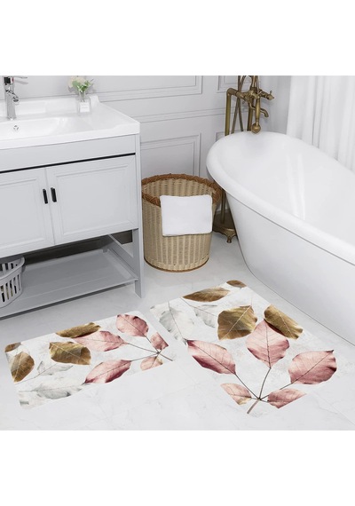 Rovigo Home Baskılı Kaymaz Taban 2 Li Banyo Paspas Takım Rvg5212-100X60-60X50 Çok Renkli