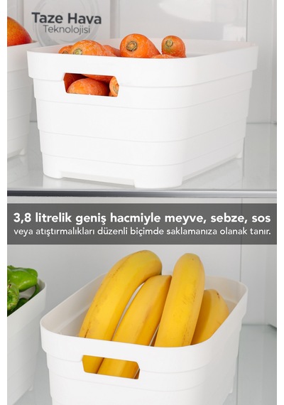 3800 Ml Buzdolabı Düzenleyici - Mutfak Banyo Dekoratif Dolap İçi Çok Amaçlı Organizer Beyaz Beyaz