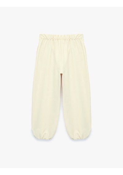 Koton Beli Lastikli Bol Kesim Balon Form Pantolon Bej 7wkg40018aw Ekru