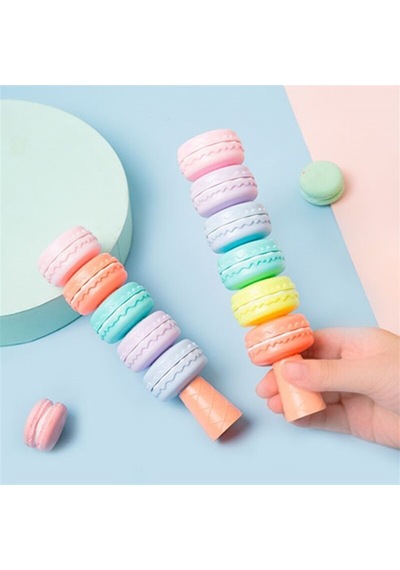 Makaron 6'lı Keçeli Kalem ve Çikolata Kokulu Misgibi Defter set