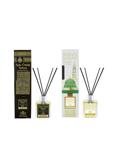 2'li Esved Kabe Örtüsü Kokusu Çubuklu Oda Kokusu 100 Ml + Medine Ravza Çubuklu Oda Kokusu 100 Ml Kabe - Medine Ravza
