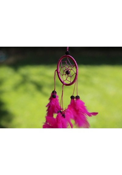 Araba Süsü Tüylü Pembe Mini Rüya Kapanı / Düş Kapanı / Dreamcatch