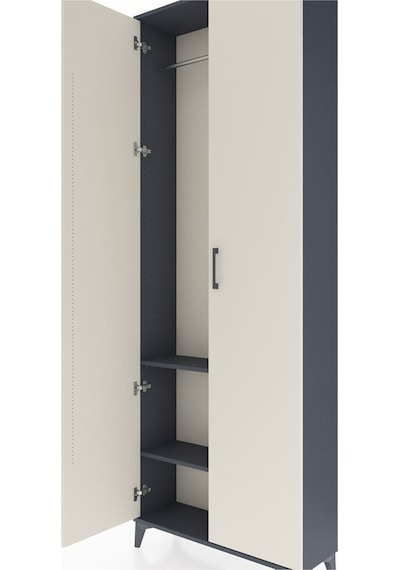 Arges Dolap 2 Raflı 2 Kapaklı Tek Askılı 88x30x243 Antrasit-aytaşı Antrasit