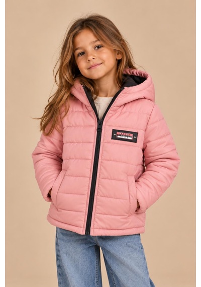 Alexandergardi Puffer Kapüşonlu Unisex Çocuk Şişme Mont Pudra