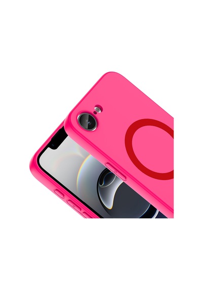 Apple iPhone Uyumlu 16e Kılıf M-safe Şarj Özellikli Zore Aris Silikon Kapak - Koyu Pembe