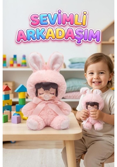 Nansi Yumuşak Peluş Figür Bebek - Kurdeleli Kostümlü Emzikli 17 Cm Dekoratif Uyku Arkadaşı Oyuncak Bebek