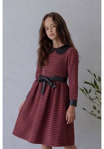 Fesshera Kids Kız Çocuk Elbise Suni Deri Detaylı Bebe Yaka Sırtı Fermuarlı Şık Elbise Pembe Fesshera Kids Kız Çocuk Elbise Suni Deri Detaylı Bebe Yaka Sırtı Fermuarlı Şık Elbise Pembe
