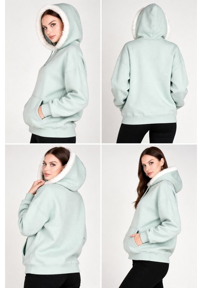 Oysho Kumaş 2 İplik Sardonlu Sweatshirt Yeşil