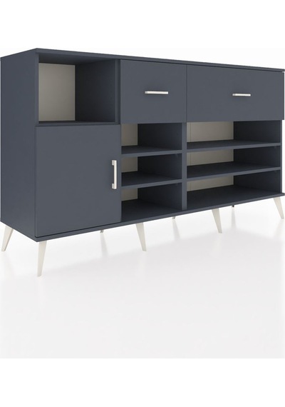 Hyperion Konsol 6 Raflı 2 Çekmeceli Tek Kapaklı 176x44x99 Antras Antrasit-antrasit Hyperion Konsol 6 Raflı 2 Çekmeceli Tek Kapaklı 176x44x99 Antras Antrasit-antrasit