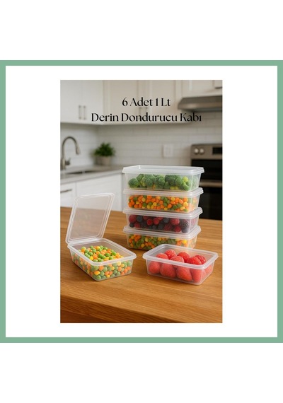 Bşkvirgo 6 Lı Derin Dondurucu Saklama Kabı & Organizeri 1 Lt 12,5x19,5x5,5 Cm Bsk2026 Çok Renkli