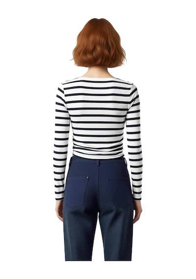 Ersefa Stil Kadın Fitted Vücuda Oturan Büzgü Drape Detaylı Esnek Bluz Cr Lacivert
