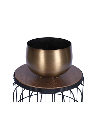Yapay Çiçek Sitesi Metal Dekoratif Saksı 17 Cm Bronz Bronz
