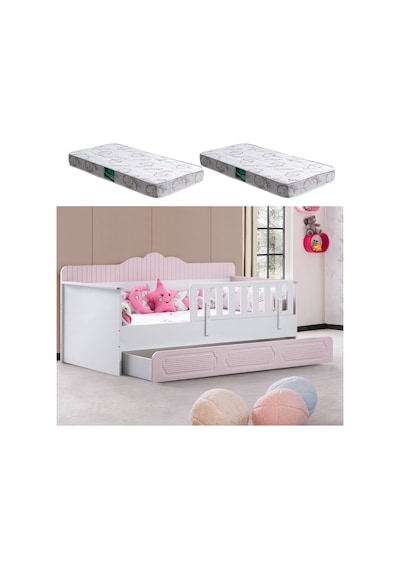 Yavrulu Karyola, Flower Yavrulu Montessori Karyola - Pembe + 2 Adet Comfort Yatak Yavrulu Karyola, Flower Yavrulu Montessori Karyola - Pembe + 2 Adet Comfort Yatak