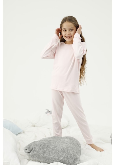 Siyah İnci Alt-üst Polar Pijama Takım 22278264 Pembe