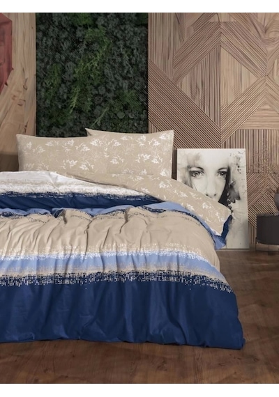 Cotton Box Flanel Nevresim Takımı Çift Kişilik Blueline Lacivert