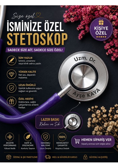 Kişiye Özel Stetoskop Mor
