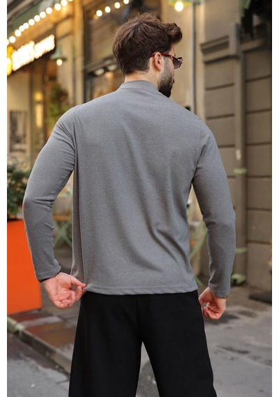 Madmext Füme Yarım Balıkçı Yaka Slim Fit Erkek Sweatshirt E7202