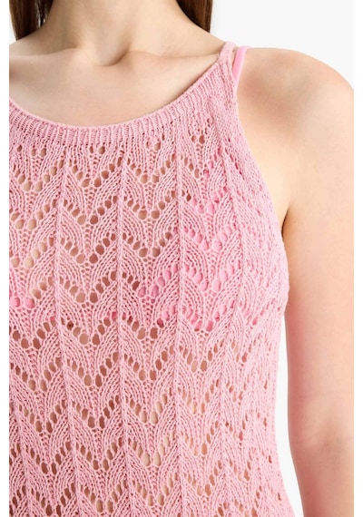 Defacto Yuvarlak Yaka Askılı Triko Plaj Elbisesi-fall İn Love E5968ax25hspn164 Pembe