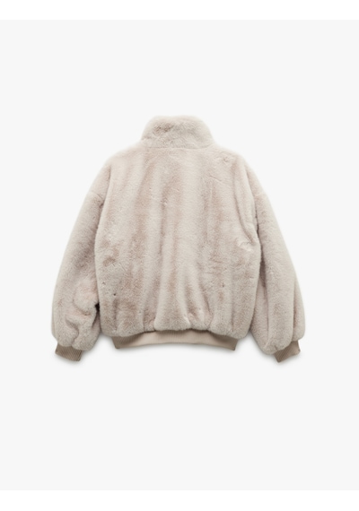 Koton Fermuarlı Dik Yaka Cepli Suni Kürk Peluş Oversize Crop Mont Ekru 6wak00004ew Ekru Koton Fermuarlı Dik Yaka Cepli Suni Kürk Peluş Oversize Crop Mont Ekru 6wak00004ew Ekru