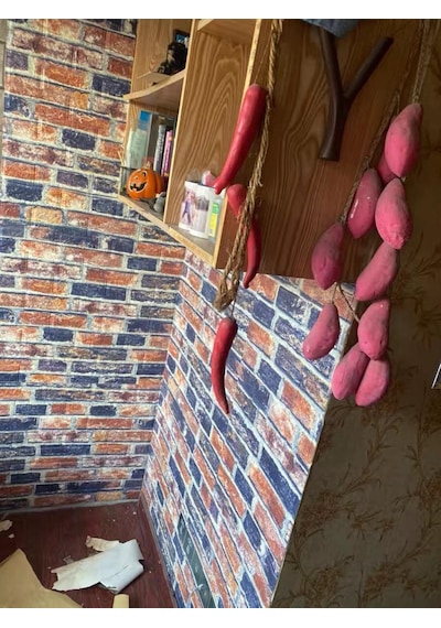 70x38cm 3d Lacivert Kiremit Tuğla Desen Kendinden Yapışkanlı Sünger Duvar Paneli Kağıdı