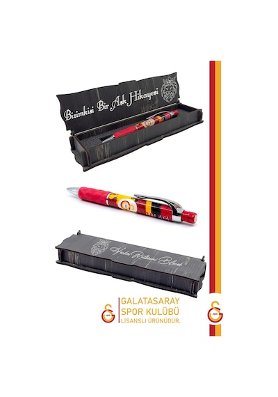 Galatasaray Lisanslı 5 Yıldızlı Siyah Basic Çocuk T-shirt + Uçlu Kalem Set Ahşap Kutulu Siyah