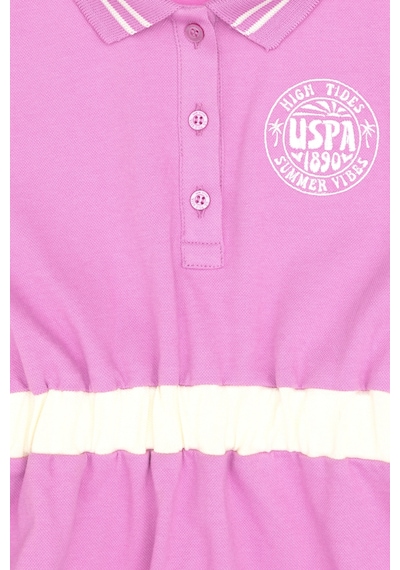 U.S. Polo Assn. Kız Çocuk Fuşya Polo Yaka Kısa Kol A-Form Örme Elbise 50306260-VR023