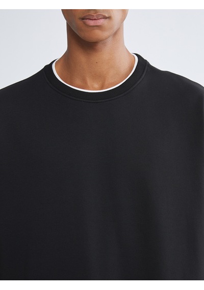 Lcw Vision Siyah Bisiklet Yaka Erkek Kalın Sweatshirt
